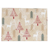 Kerstbomen rendierpatroon groot cadeauzakje (Achterkant)
