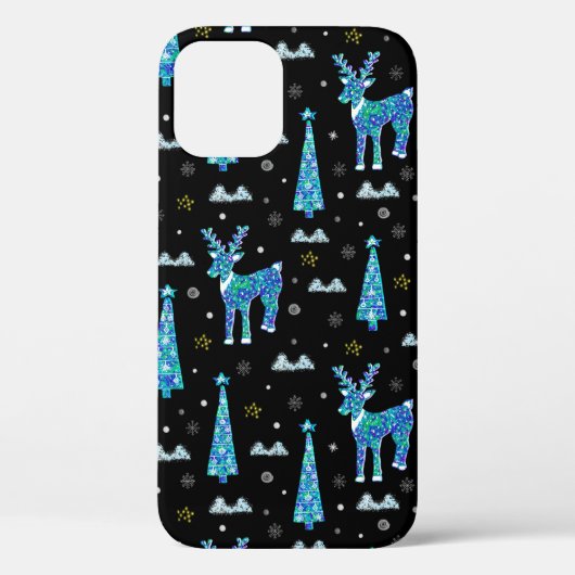 kerstbomen, rendiersneeuwvlokken. Winter illus Case-Mate iPhone Case (Achterkant)