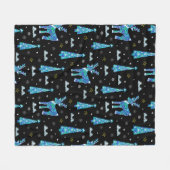 kerstbomen, rendiersneeuwvlokken. Winter illus Fleece Deken (Voorkant (Horizontaal))