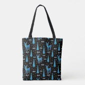 kerstbomen, rendiersneeuwvlokken. Winter illus Tote Bag (Achterkant)