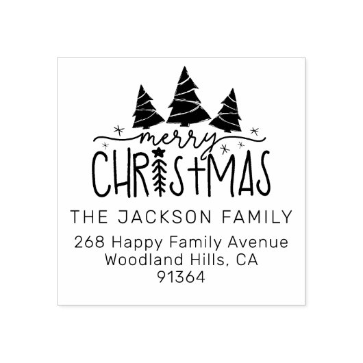 Kerstbomen retouradres rubberstempel (Afrduk)