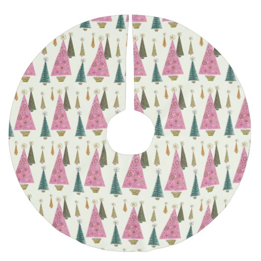 kerstbomen Retro Pink Gold Green Kerstboom Rok (Voorkant)