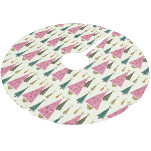 Kerstbomen Retro Roze Goud Groen   Kerstboom Rok (Gekanteld)