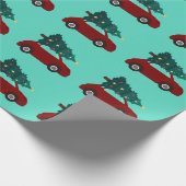 Kerstbomen Rode auto patronen inpakpapier (Hoek)