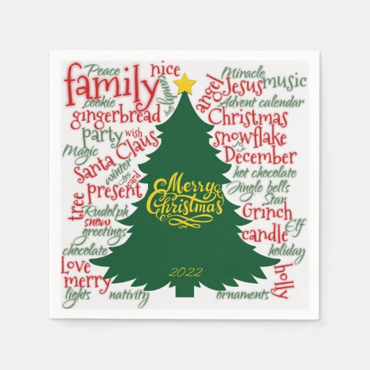 Kerstbomen: rode, groene munt servet (Voorkant)