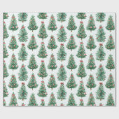 Kerstbomen Rode Strik Versieringen Cadeaupapier (Vlak)