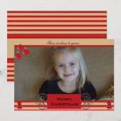 Kerstbomen Rode Stripe Holiday-fotokaart Feestdagenkaart (Voorkant / Achterkant)
