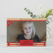 Kerstbomen Rode Stripe Holiday-fotokaart Feestdagenkaart (Staand voorkant)