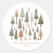 Kerstbomen Ronde Stickers (Voorkant)