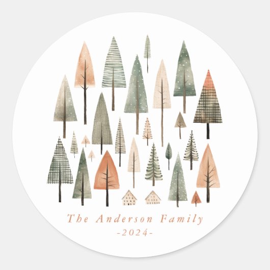 Kerstbomen Ronde Stickers (Voorkant)