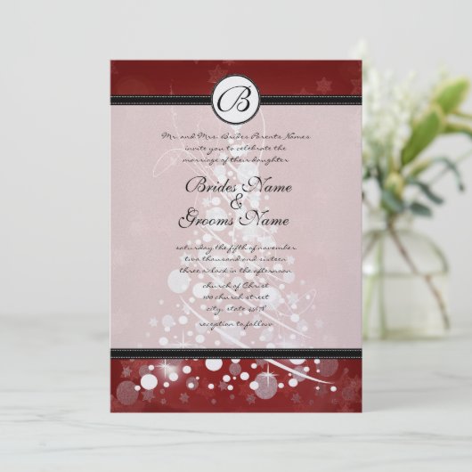 Kerstbomen Rood feestdag uitnodiging (Staand voorkant)