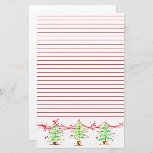Kerstbomen rood gevoerd briefpapier (Voorkant / Achterkant)
