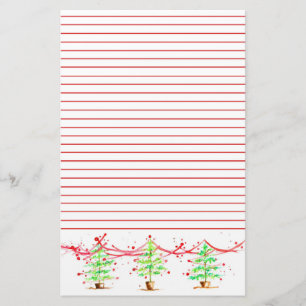 Kerstbomen rood gevoerd briefpapier