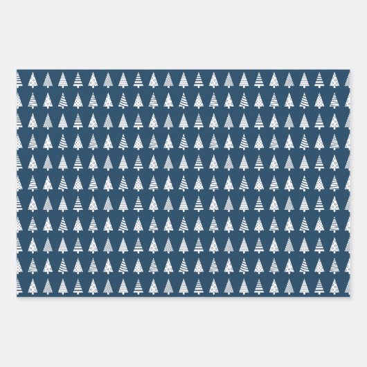 kerstbomen rood groen blauw patroon inpakpapier vel (Voorkant 3)