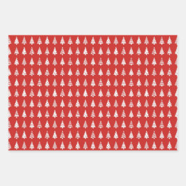 kerstbomen rood groen blauw patroon inpakpapier vel