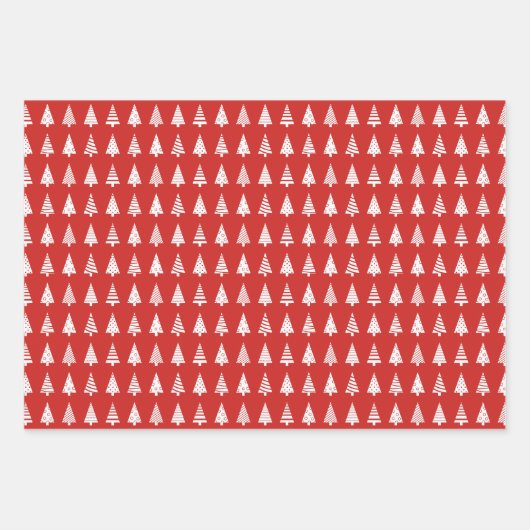 kerstbomen rood groen blauw patroon inpakpapier vel (Voorkant)