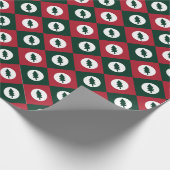 Kerstbomen rood groen en wit patroon cadeaupapier (Hoek)