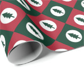 Kerstbomen rood groen en wit patroon cadeaupapier (Rol Hoek)