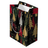 Kerstbomen Rood Groen Goud Medium Cadeauzakje (Voorkant Gekanteld)