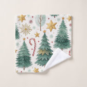 Kerstbomen rood groen kerst badhanddoek bad handdoek (Wasdoekje)