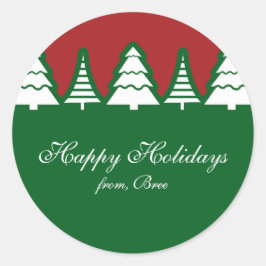 Kerstbomen Rood & Groen Kerststickers Ronde Sticker