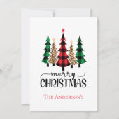 Kerstbomen Rood Groen Zwart Buffalo Geruit  Feestdagenkaart (Voorkant)