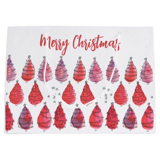 Kerstbomen rood groot cadeauzakje (Voorkant)