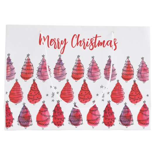 Kerstbomen rood groot cadeauzakje (Achterkant)