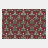 Kerstbomen rood inpakpapier set (Voorkant 3)