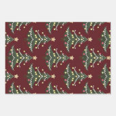 Kerstbomen rood inpakpapier set vel (Voorkant 2)