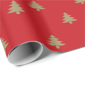Kerstbomen rood patroon schattig elegant cadeaupapier (Rol Hoek)