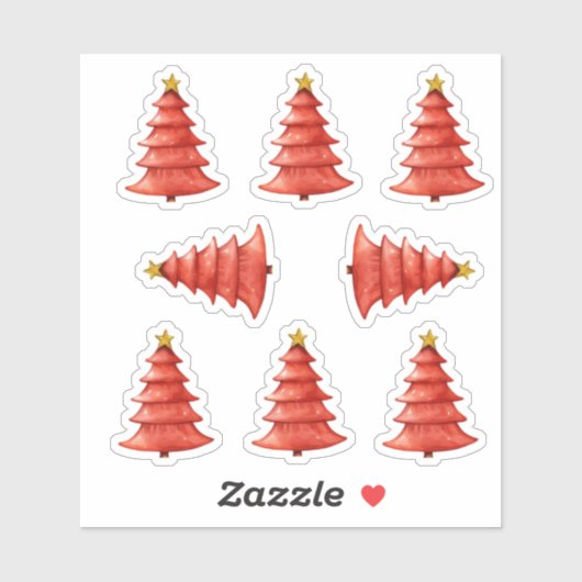Kerstbomen rood sticker (Vel)
