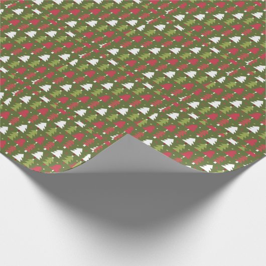 Kerstbomen Rood wit en groen Cadeaupapier (Hoek)