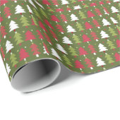Kerstbomen Rood wit en groen Cadeaupapier (Rol Hoek)