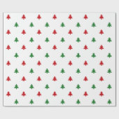 Kerstbomen rood wit en groen patroon schattig cadeaupapier (Vlak)