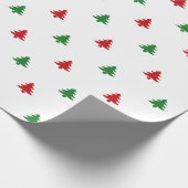 Kerstbomen rood wit en groen patroon schattig cadeaupapier (Hoek)