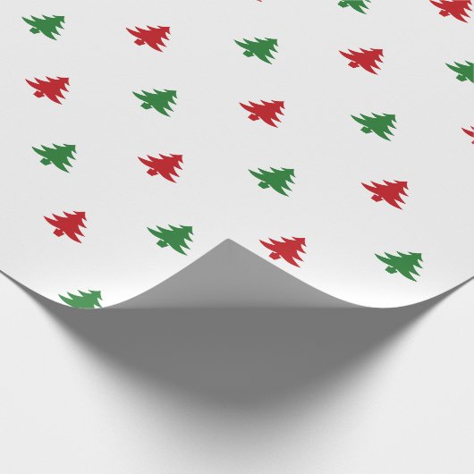 Kerstbomen rood wit en groen patroon schattig cadeaupapier (Hoek)
