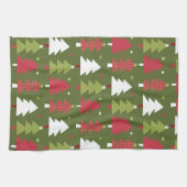 Kerstbomen Rood wit en groen Theedoek (Horizontaal)