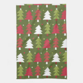 Kerstbomen Rood wit en groen Theedoek (Verticaal)