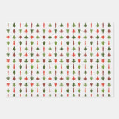 Kerstbomen Rood Wit Groen 3 Inpakpapier Vel (Voorkant)