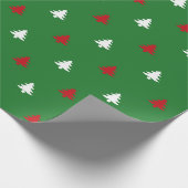 Kerstbomen rood wit groen patroon schattig cadeaupapier (Hoek)