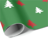 Kerstbomen rood wit groen patroon schattig cadeaupapier (Rol Hoek)