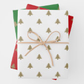 Kerstbomen rood wit groen schattig patroon inpakpapier vel (In situ)