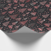 Kerstbomen Rood Wit Zwart Kerstmis Cadeaupapier (Hoek)
