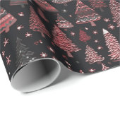 Kerstbomen Rood Wit Zwart Kerstmis Cadeaupapier (Rol Hoek)