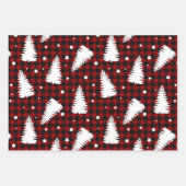 Kerstbomen Rood Zwart Geruit Chevron Inpakpapier Vel (Voorkant 2)