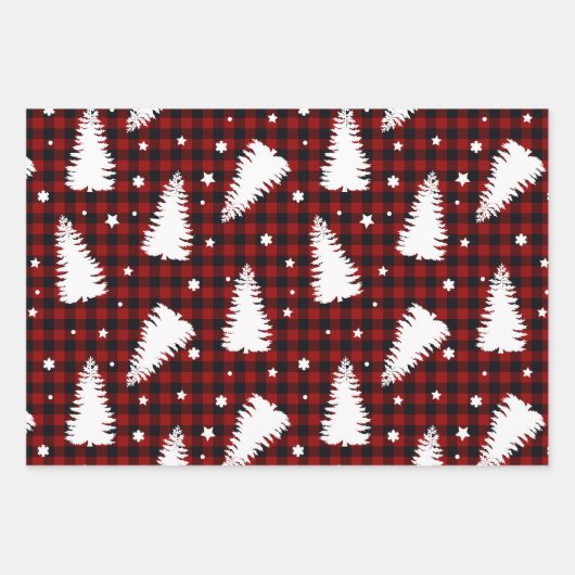 Kerstbomen Rood Zwarte Pset Chevron Inpakpapier Vel (Voorkant 2)