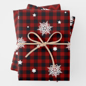 Kerstbomen Rood Zwarte Pset Chevron Inpakpapier Vel (In situ)