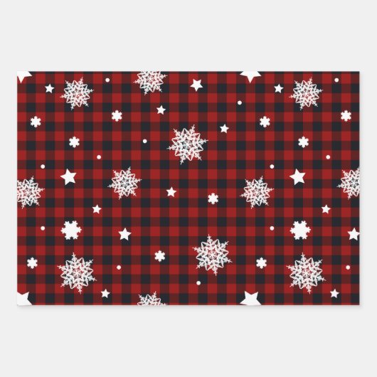 Kerstbomen Rood Zwarte Pset Chevron Inpakpapier Vel (Voorkant)