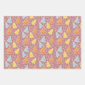 kerstbomen, roos met sneusstof voor prettige kerst inpakpapier vel (Voorkant)